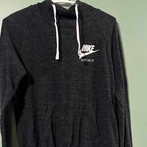 Nike Women's Black Hoodie with White Logo